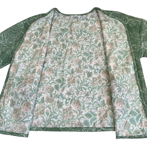 QVC Denim & Co. Canyon Retreat Spring Quilted Jacket Open Front Boho Blazer Sz L - Picture 11 of 16